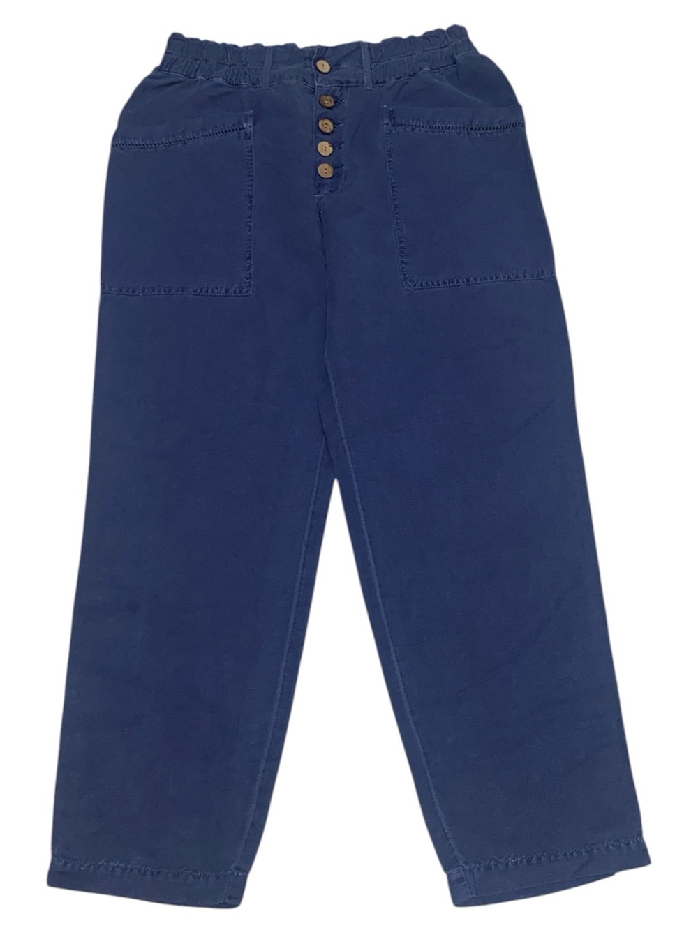 Sundance Catalog linen/cotton blend button-front ankle pants navy blue sz 2